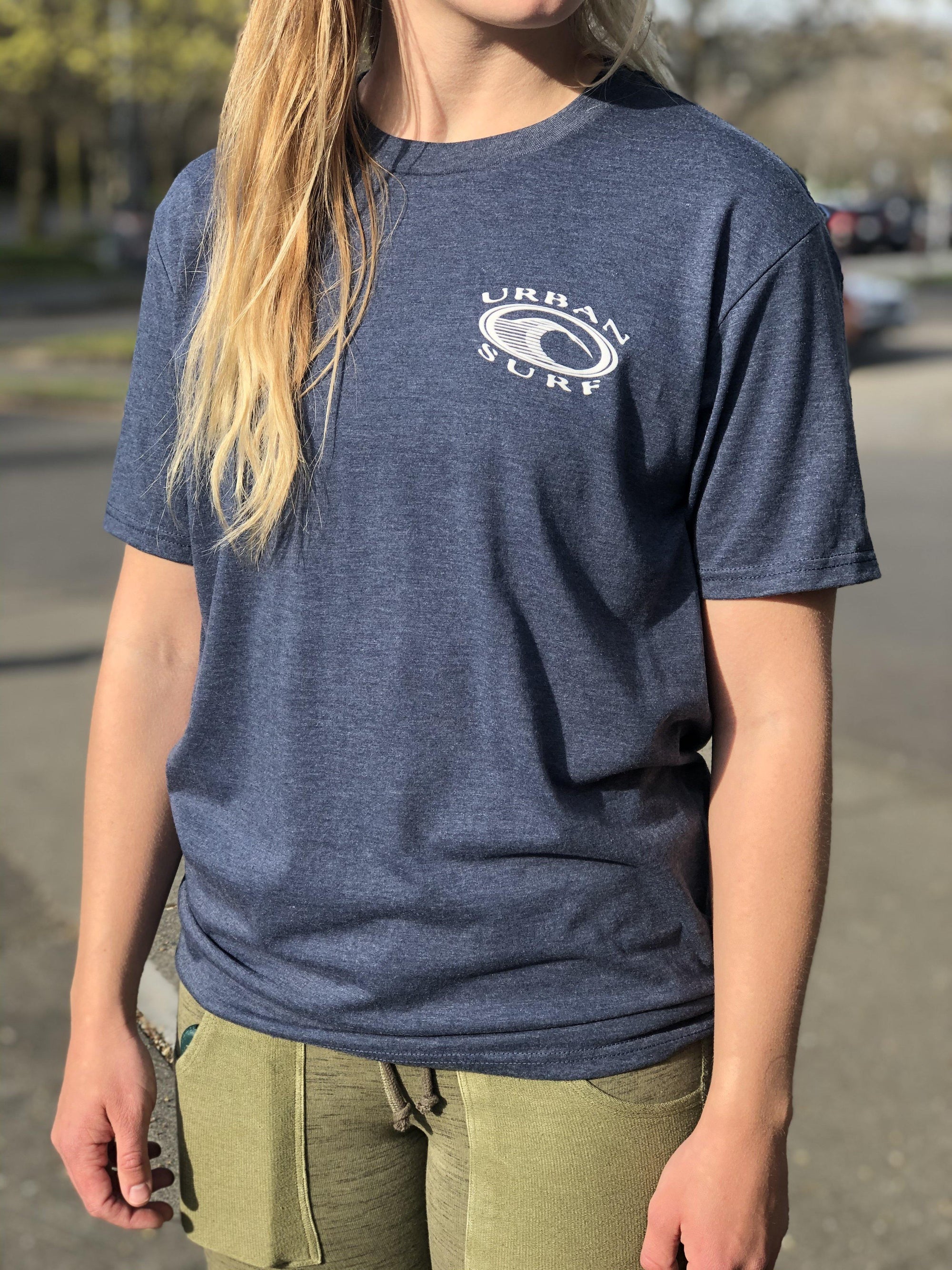 Men & Women's Retro Logo Tee - Navy Frost - Urban Surf