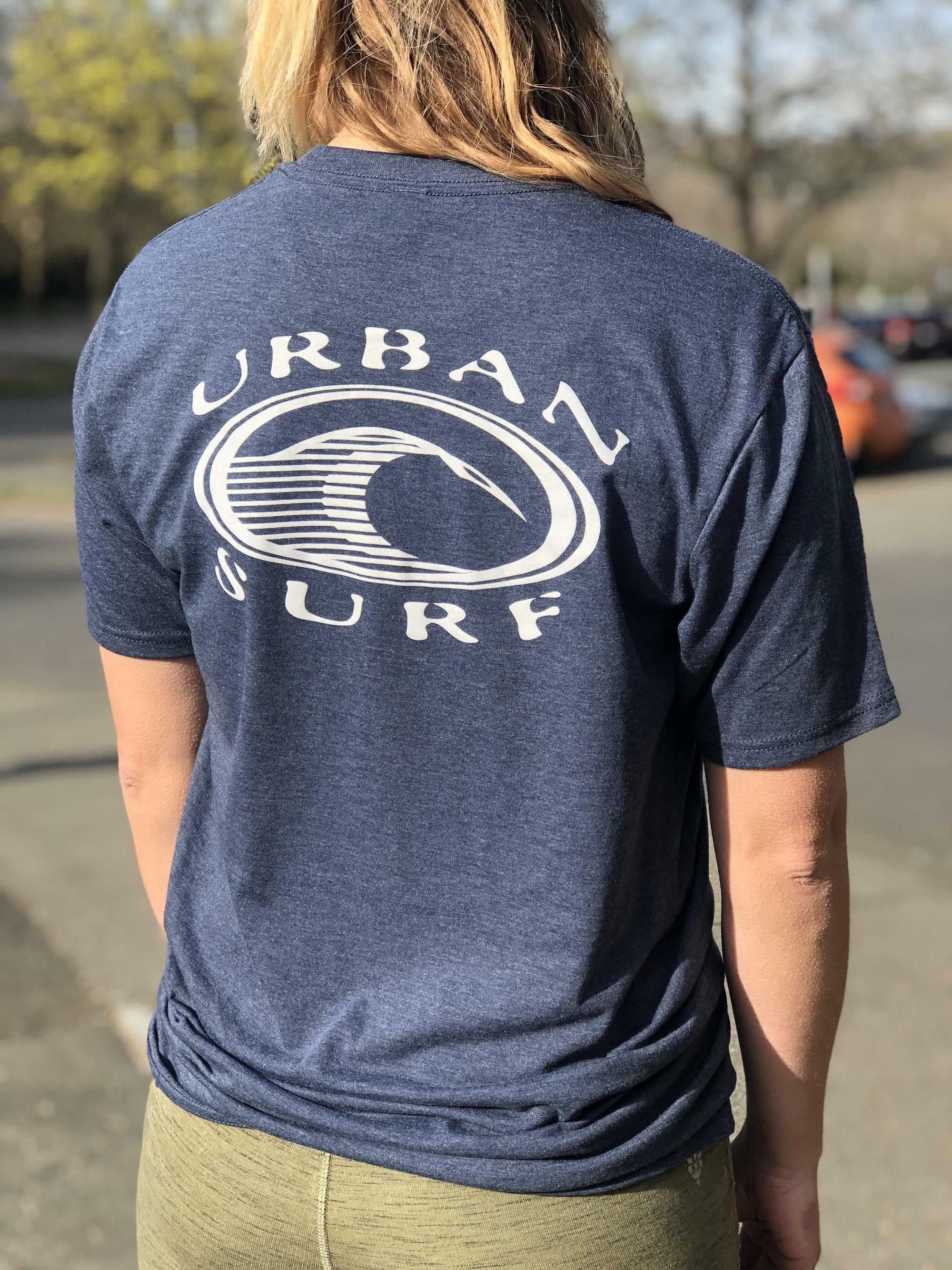 Men & Women's Retro Logo Tee - Navy Frost - Urban Surf
