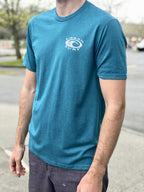 Men & Women's Retro Logo Tee - Heather Teal - Urban Surf
